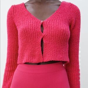 Zara Chenille Fuchsia Cardigan